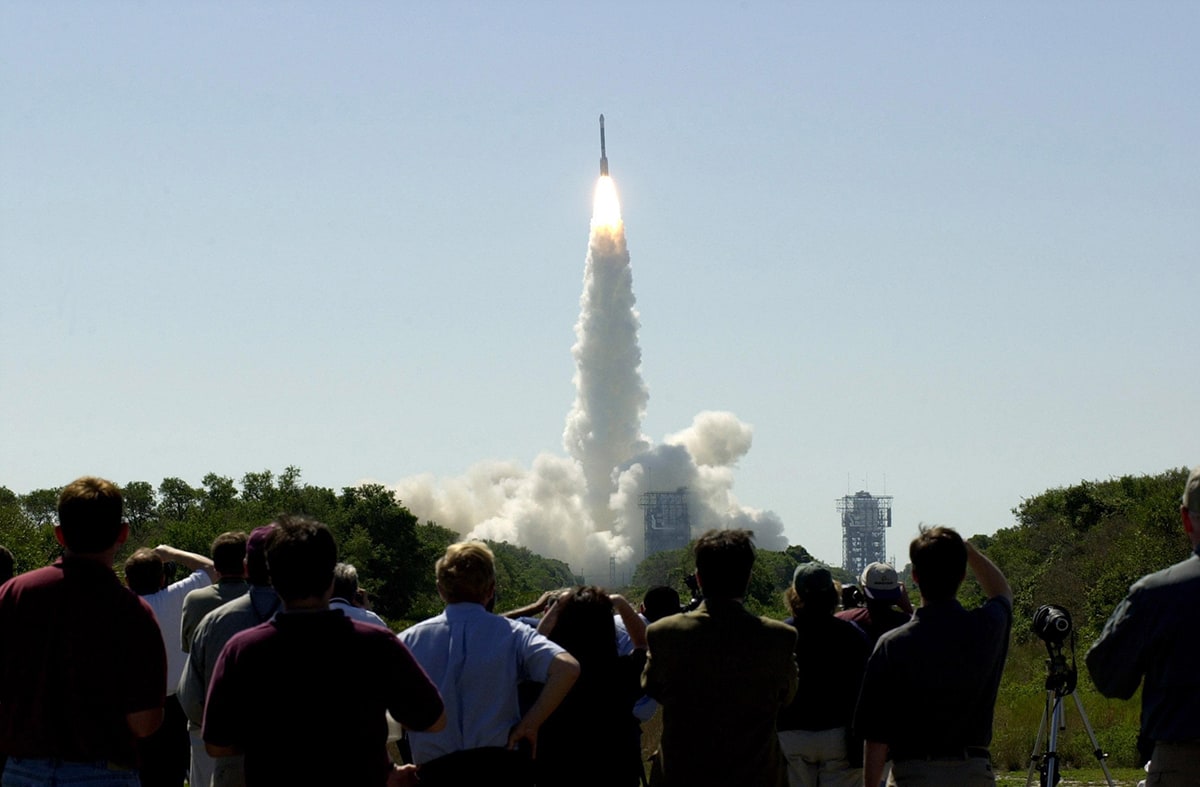 Crowd viewing a launch