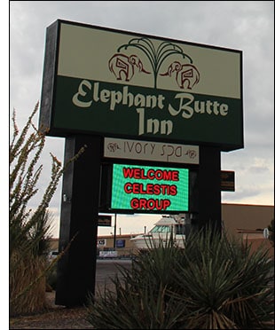 Welcome sign at a Celestis launch headquarters hotel