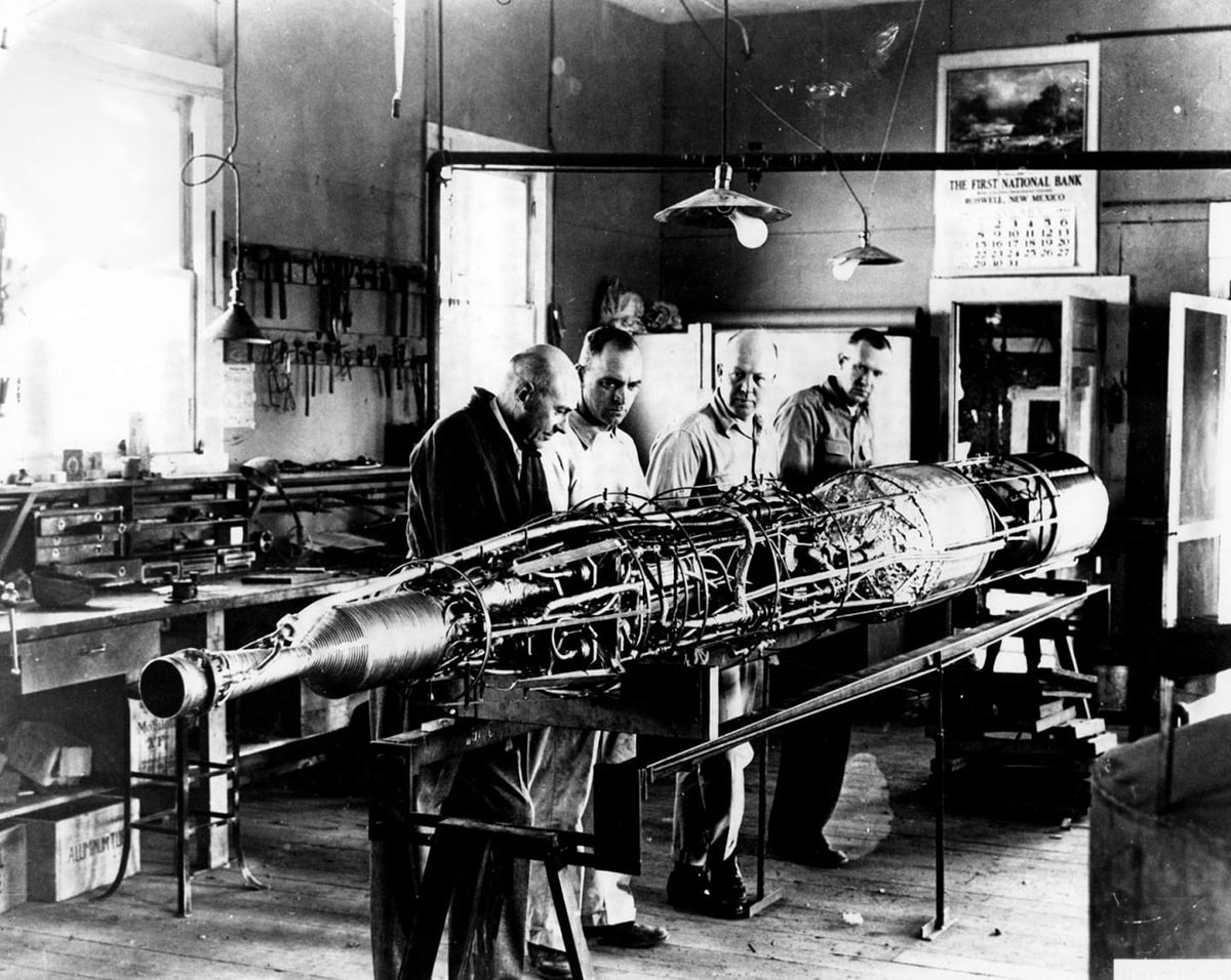 Robert Goddard at work in New Mexico