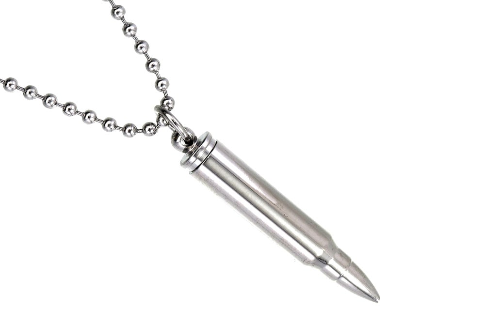 Bullet necklace with cremated ashes