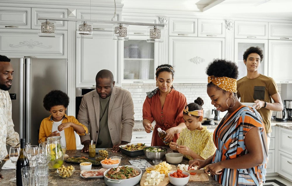 family preparing food