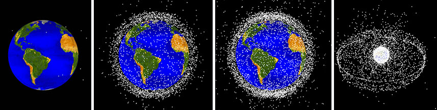 Space debris over time