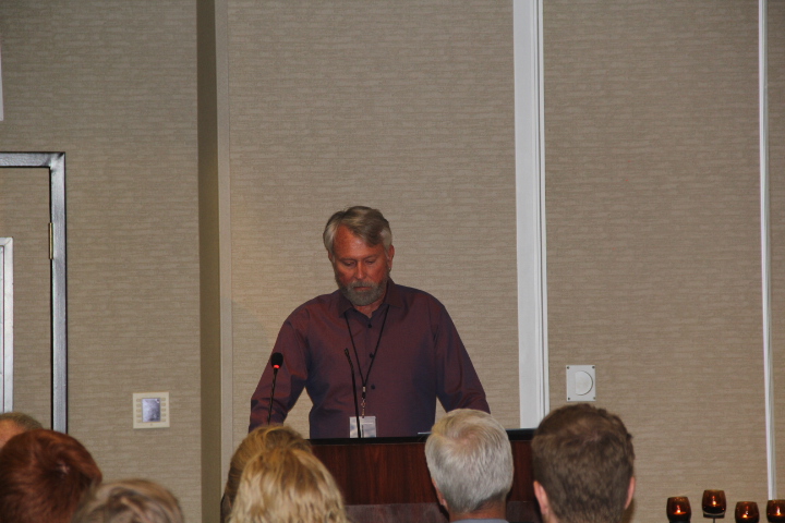 Michael Dufton speaks about his mother’s upcoming spaceflight during the Ascension Flight memorial service. Photo Credit: Celestis, Inc.