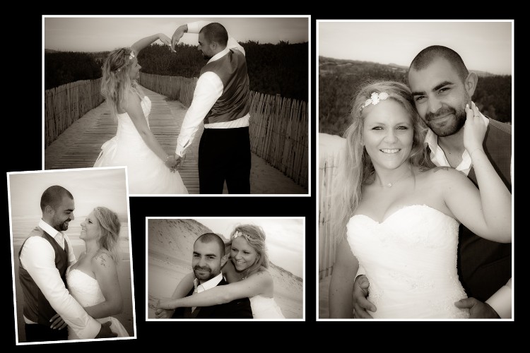 collage of pictures of a couple on their wedding day