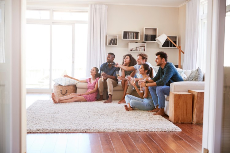 group of friends watching tv