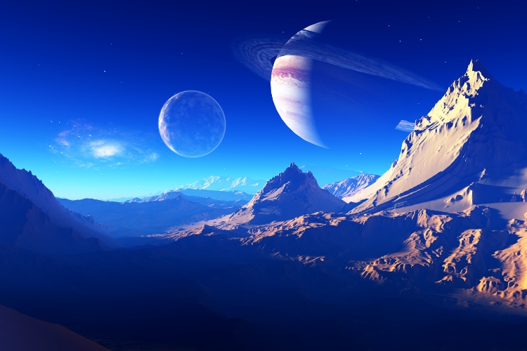 planet landscape with a view of space
