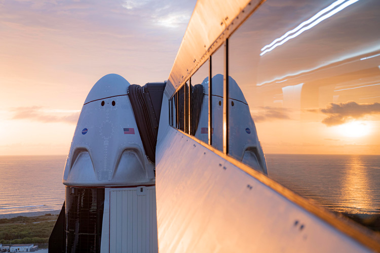 Dragon on pad at Launch Complex 39A